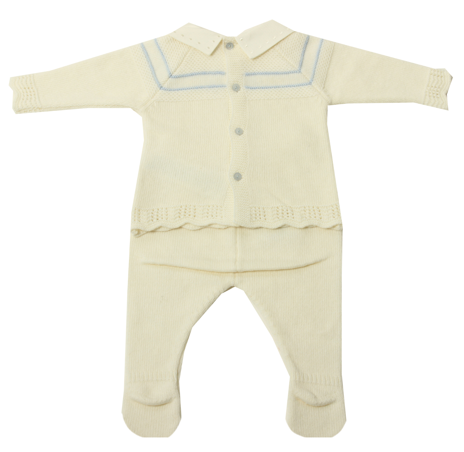Ivory and Blue Knit Set